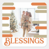 写真モダンのクリスマスをブロックパーソナライズされたする スクエアシール (正面)