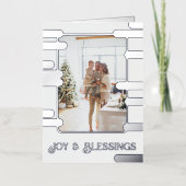 写真モダンのクリスマスをブロックパーソナライズされたする 箔シーズンカード (正面)