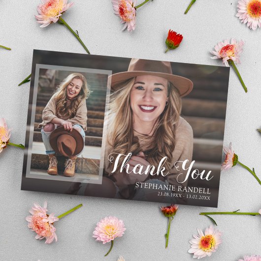 写真モダンのコラージュとメッセージ サンキューカード