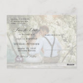 写真モダンのシンプルエレガントな結婚式は日付を保存 ポストカード (裏面)