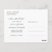 写真モダンのシンプルエレガントな結婚式は日付を保存 ポストカード (裏面)