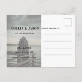 写真モダンのシンプルタイポグラフィ日付の保存 案内ポストカード (裏面)