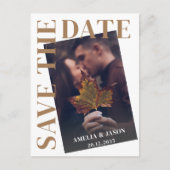 写真モダンのシンプルタイポグラフィ日付の保存 案内ポストカード (正面)