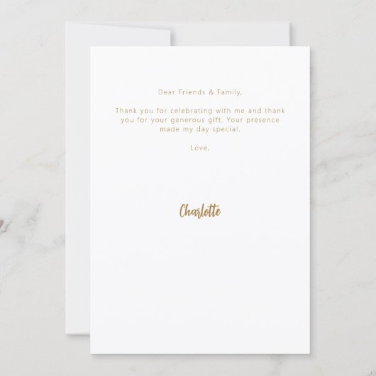 写真モダンのシンプル誕生日サンキューカード 招待状 (裏面)