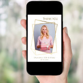 写真モダンのシンプル誕生日 サンキューカード