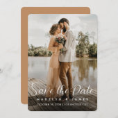 写真モダンのブ結婚ラウ救ン日付招待状 招待状 (正面/裏面)