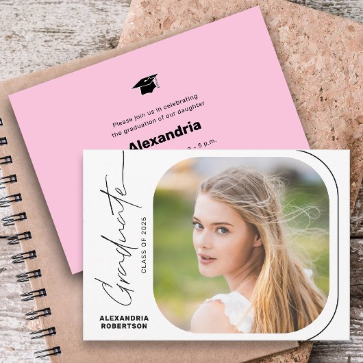 写真モダンのミニマル卒業記念パーティー 招待状