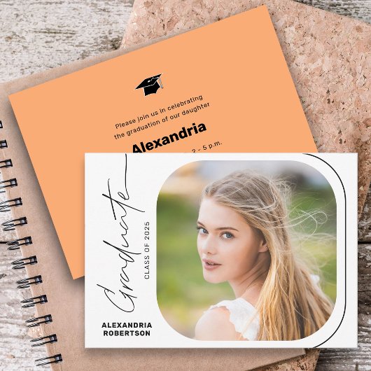 写真モダンのミニマル卒業記念パーティー 招待状