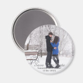 写真モダンの冬の日付を保存 マグネット (正面/裏面)