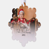 写真モダンの初めてのクリスマス オーナメントカード (左)