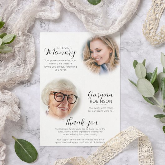 写真モダンの前後のメモリアル サンキューカード