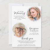 写真モダンの前後のメモリアル サンキューカード (正面)