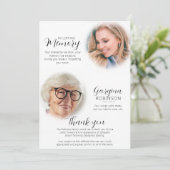 写真モダンの前後のメモリアル サンキューカード (スタンド正面)