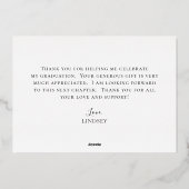 写真モダンの卒業サンキューカード 箔招待状 (裏面)