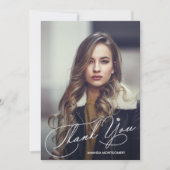 写真モダンの卒業スクリプト サンキューカード (正面)