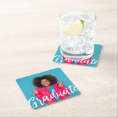 写真モダンの卒業スクリプト スクエアペーパーコースター (インサイチュ)