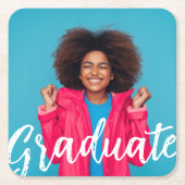 写真モダンの卒業スクリプト スクエアペーパーコースター (正面)