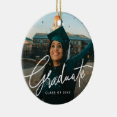 写真モダンの卒業スクリプト セラミックオーナメント (右)