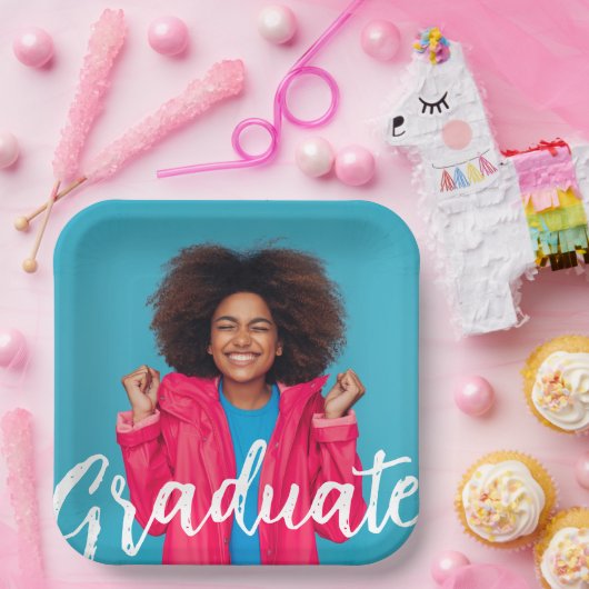 写真モダンの卒業スクリプト ペーパープレート (パーティー)