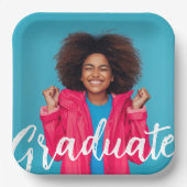 写真モダンの卒業スクリプト ペーパープレート (正面)