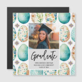 写真モダンの卒業スクリプト マグネット招待状 (正面/裏面)