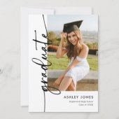 写真モダンの卒業スクリプト 招待状 (正面)