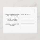 写真モダンの卒業スクリプト 案内ポストカード (裏面)