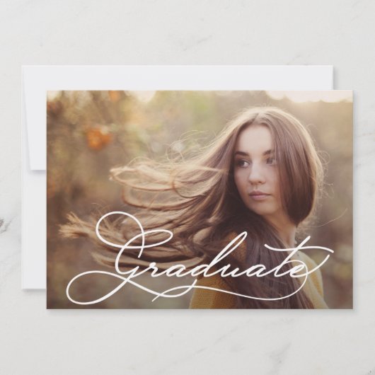 写真モダンの卒業スクリプト 案内状 (正面)