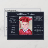 写真モダンの卒業写真カードの追加 インビテーションポストカード (正面/裏面)