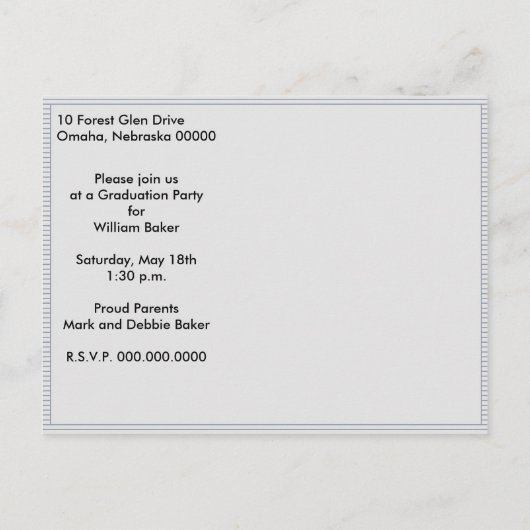 写真モダンの卒業写真カードの追加 インビテーションポストカード (裏面)