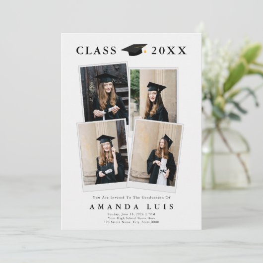 写真モダンの卒業招待状 招待状 (スタンド正面)
