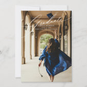 写真モダンの卒業発表カード 招待状 (正面)