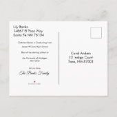 写真モダンの卒業発表 インビテーションポストカード (裏面)