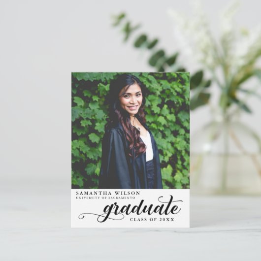 写真モダンの卒業発表 ポストカード (スタンド正面)