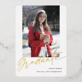 写真モダンの卒業発表 箔シーズンカード (正面)