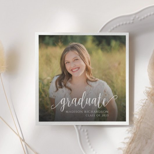 写真モダンの卒業紙 スタンダードカクテルナプキン