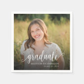 写真モダンの卒業紙 スタンダードカクテルナプキン (正面)