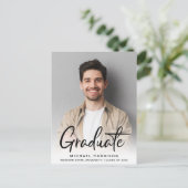 写真モダンの卒業記念パーティー インビテーションポストカード (スタンド正面)