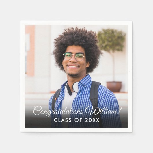 写真モダンの卒業記念パーティー スタンダードカクテルナプキン (正面)