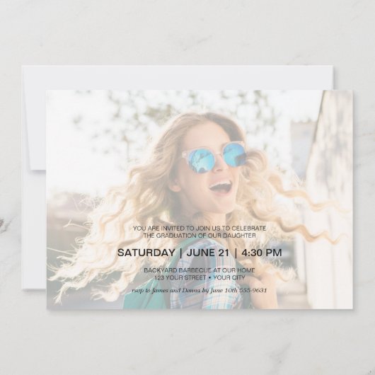 写真モダンの卒業記念パーティー 招待状 (裏面)