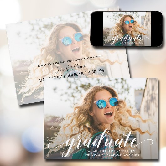 写真モダンの卒業記念パーティー 招待状