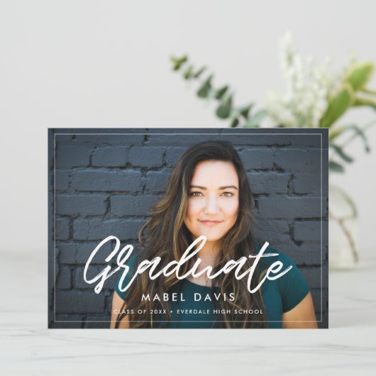 写真モダンの卒業 案内状 (スタンド正面)