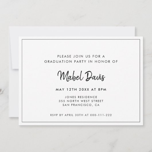 写真モダンの卒業 案内状 (裏面)