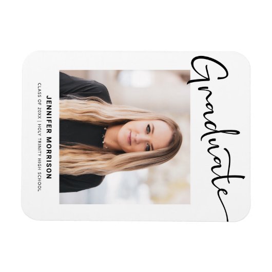 写真モダンの台本を卒業高校卒業 マグネット (横)