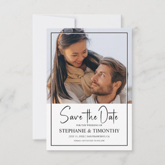 写真モダンの告知カードの保存 招待状 (正面)