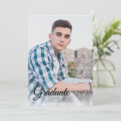 写真モダンの完全スタイリッシュ卒業発表 招待状 (スタンド正面)