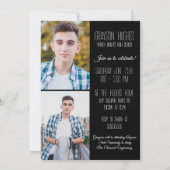 写真モダンの完全スタイリッシュ卒業発表 招待状 (裏面)