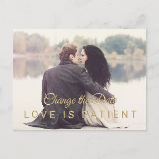 写真モダンの延期日結婚を変更 ポストカード (正面)