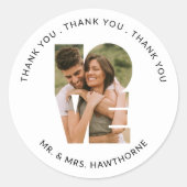 写真モダンの愛結婚の手紙のお願い ラウンドシール (正面)