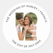 写真モダンの愛結婚の手紙のお願い ラウンドシール (正面)